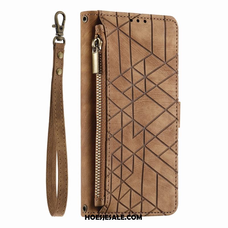 Leren Hoesje Xiaomi 17 Pro Max Portemonnee Met Geometrisch Design