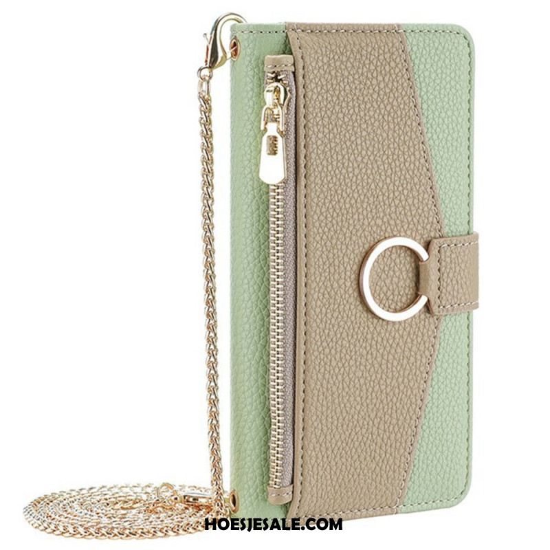 Leren Hoesje Xiaomi 17 Pro Max Spiegel En Schouderband Met Ketting Bescherming Hoesje