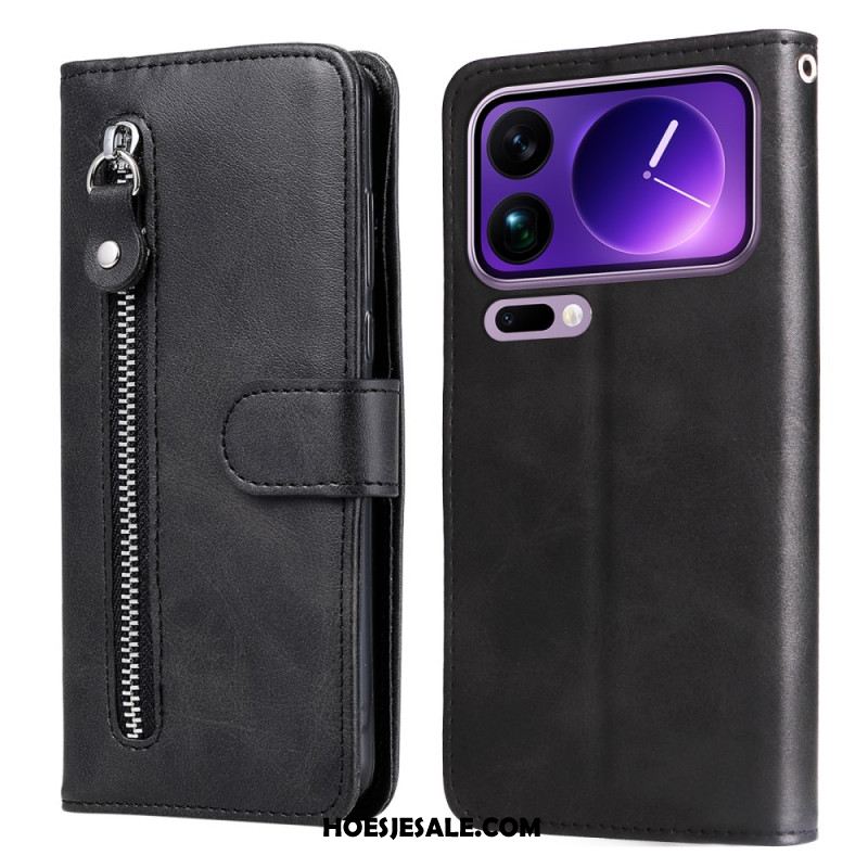 Leren Hoesje Xiaomi 17 Pro Max Vakje Met Rits Bescherming Hoesje