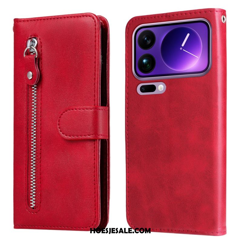 Leren Hoesje Xiaomi 17 Pro Max Vakje Met Rits Bescherming Hoesje