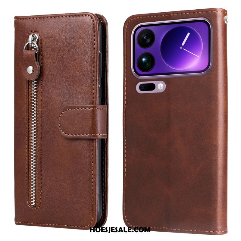 Leren Hoesje Xiaomi 17 Pro Max Vakje Met Rits Bescherming Hoesje