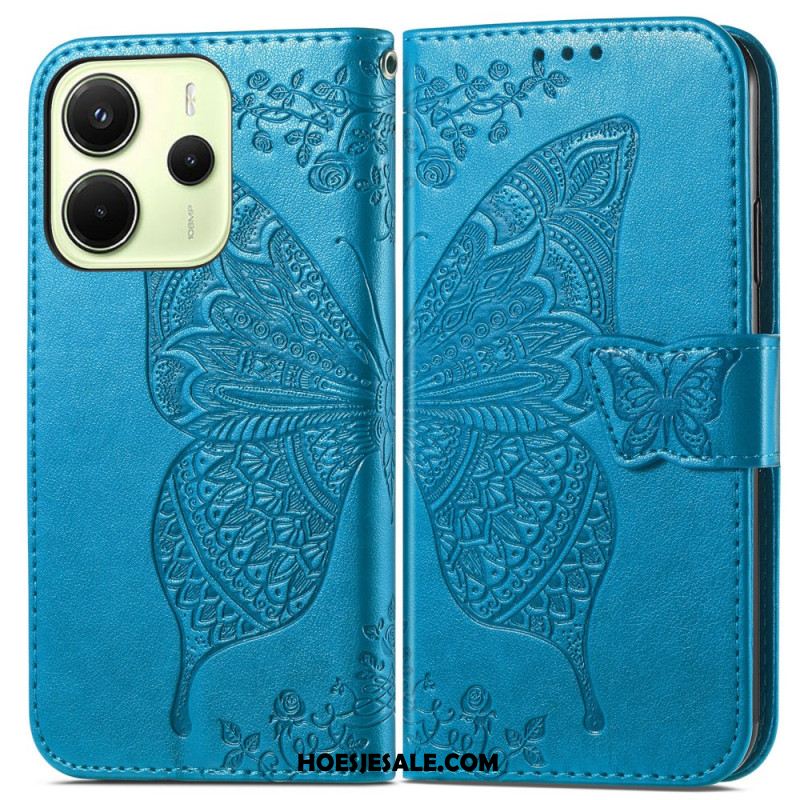 Leren Hoesje Xiaomi Redmi Note 14 4g Barokke Vlinder Bescherming Hoesje