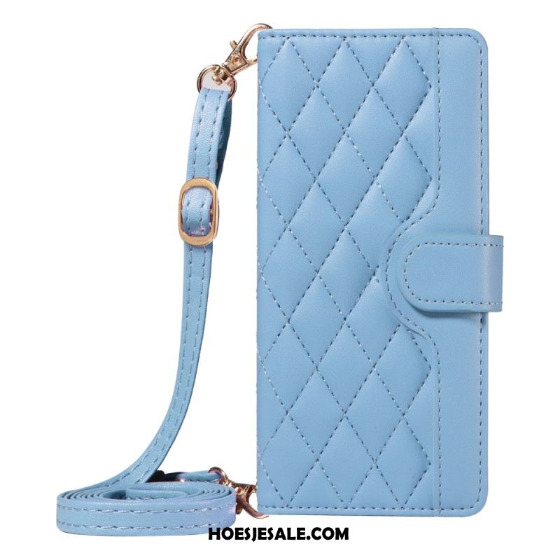 Leren Hoesje Xiaomi Redmi Note 14 4g Gewatteerd Met Riem En Schouderriem Bescherming Hoesje