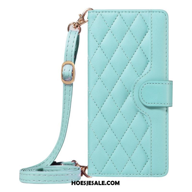 Leren Hoesje Xiaomi Redmi Note 14 4g Gewatteerd Met Riem En Schouderriem Bescherming Hoesje