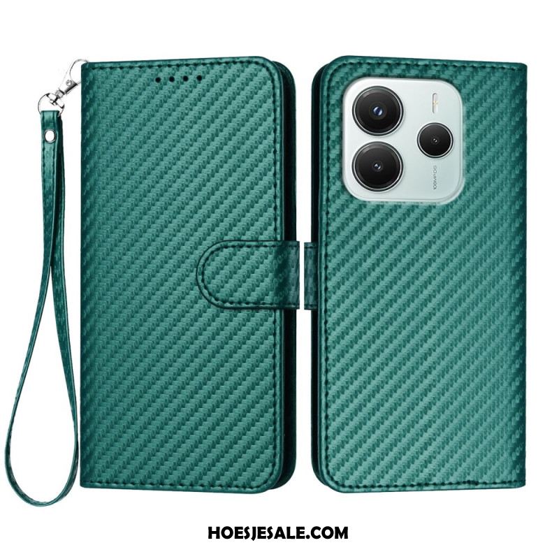 Leren Hoesje Xiaomi Redmi Note 14 4g Koolstofvezel Bescherming Hoesje