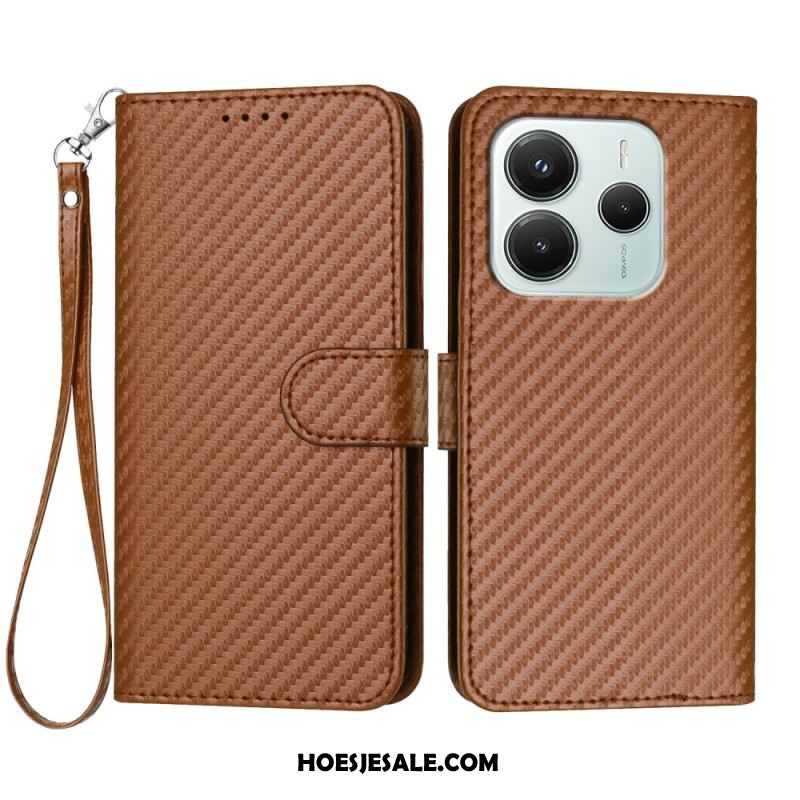 Leren Hoesje Xiaomi Redmi Note 14 4g Koolstofvezel Bescherming Hoesje