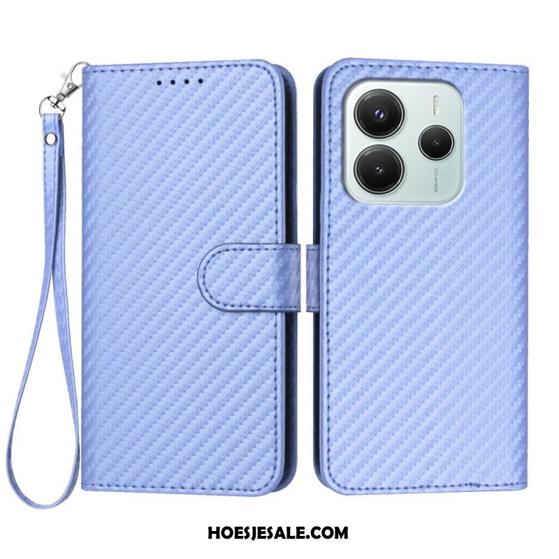 Leren Hoesje Xiaomi Redmi Note 14 4g Koolstofvezel Bescherming Hoesje