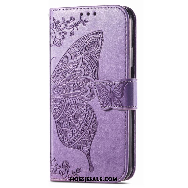 Leren Hoesje Xiaomi Redmi Note 14 5g Barokke Vlinder Bescherming Hoesje