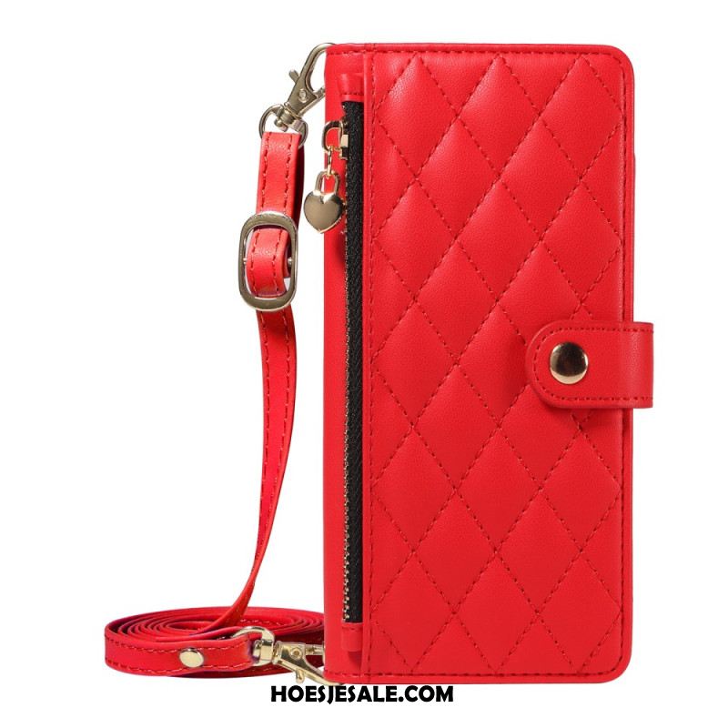 Leren Hoesje Xiaomi Redmi Note 14 5g Gewatteerd Met Bandjes Bescherming Hoesje