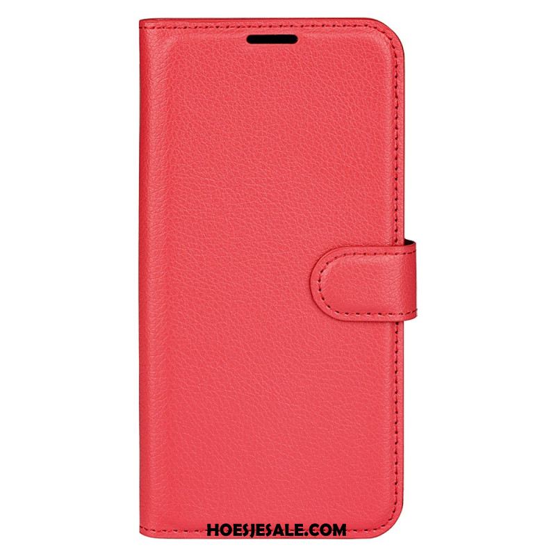 Leren Hoesje Xiaomi Redmi Note 14 5g Klassiek Lychee Kunstleer Bescherming Hoesje