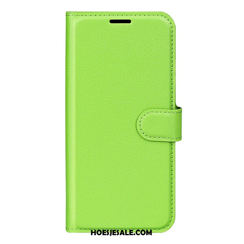 Leren Hoesje Xiaomi Redmi Note 14 5g Klassiek Lychee Kunstleer Bescherming Hoesje