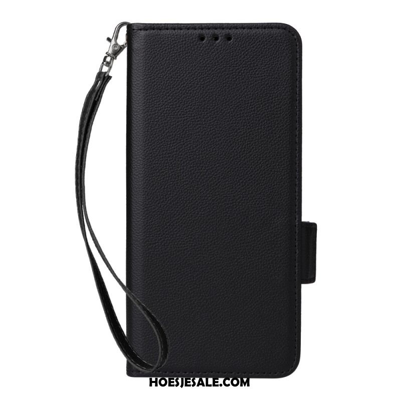 Leren Hoesje Xiaomi Redmi Note 14 5g Lychee Textuur Met Bandje Bescherming Hoesje