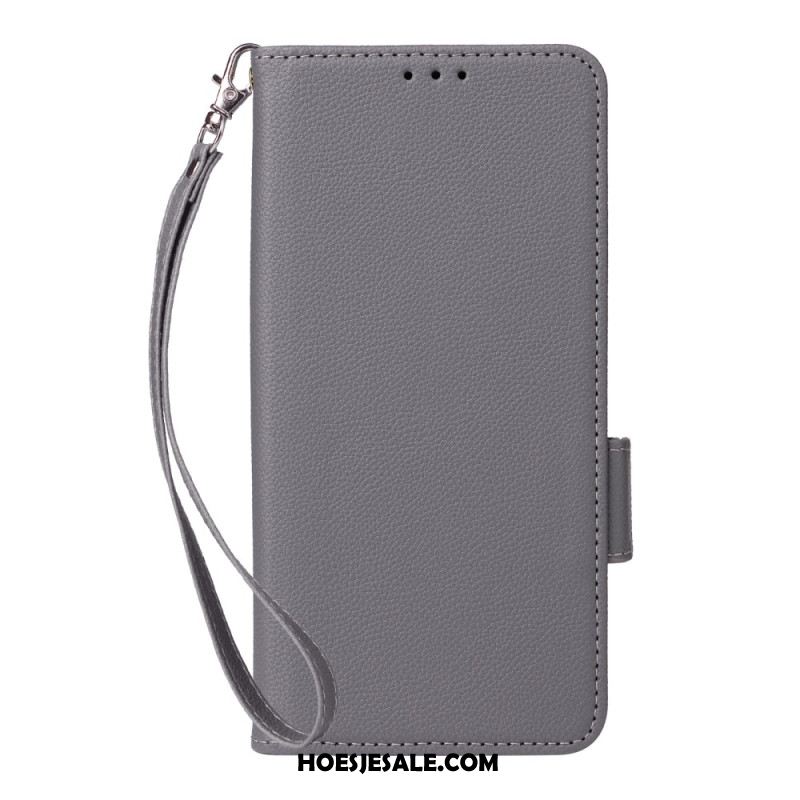 Leren Hoesje Xiaomi Redmi Note 14 5g Lychee Textuur Met Bandje Bescherming Hoesje