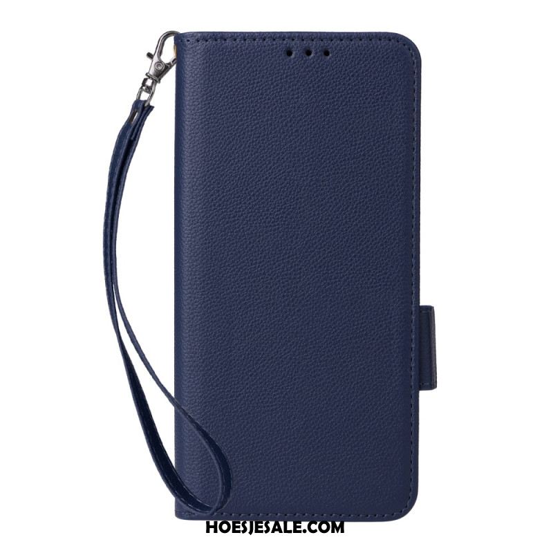 Leren Hoesje Xiaomi Redmi Note 14 5g Lychee Textuur Met Bandje Bescherming Hoesje