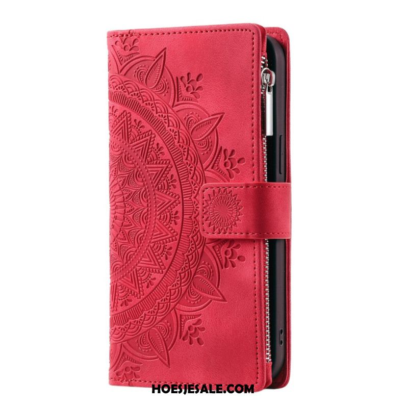 Leren Hoesje Xiaomi Redmi Note 14 5g Mandala Sun Suède-effect Bescherming Hoesje