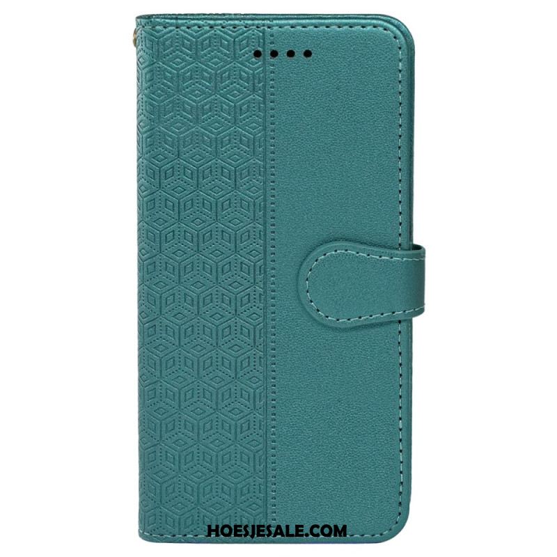 Leren Hoesje Xiaomi Redmi Note 14 Pro 4g Kubusrand En Bandje Bescherming Hoesje