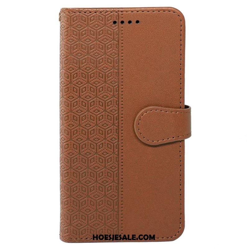 Leren Hoesje Xiaomi Redmi Note 14 Pro 4g Kubusrand En Bandje Bescherming Hoesje