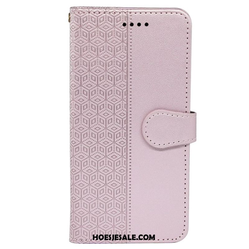 Leren Hoesje Xiaomi Redmi Note 14 Pro 4g Kubusrand En Bandje Bescherming Hoesje