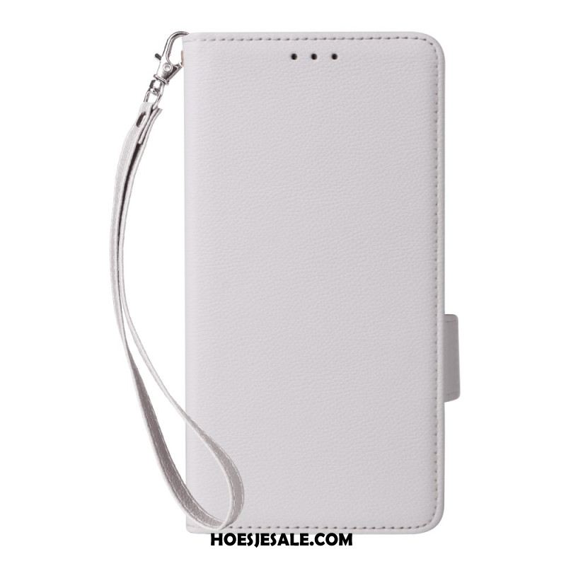 Leren Hoesje Xiaomi Redmi Note 14 Pro 4g Lychee Kunstleren Bandje Bescherming Hoesje