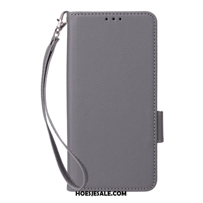 Leren Hoesje Xiaomi Redmi Note 14 Pro 4g Lychee Kunstleren Bandje Bescherming Hoesje