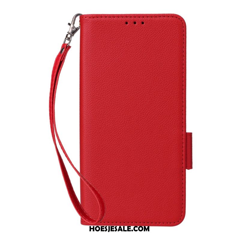 Leren Hoesje Xiaomi Redmi Note 14 Pro 4g Lychee Kunstleren Bandje Bescherming Hoesje