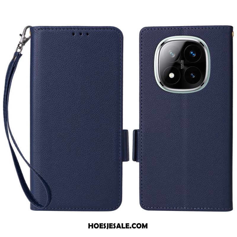 Leren Hoesje Xiaomi Redmi Note 14 Pro 4g Lychee Kunstleren Bandje Bescherming Hoesje