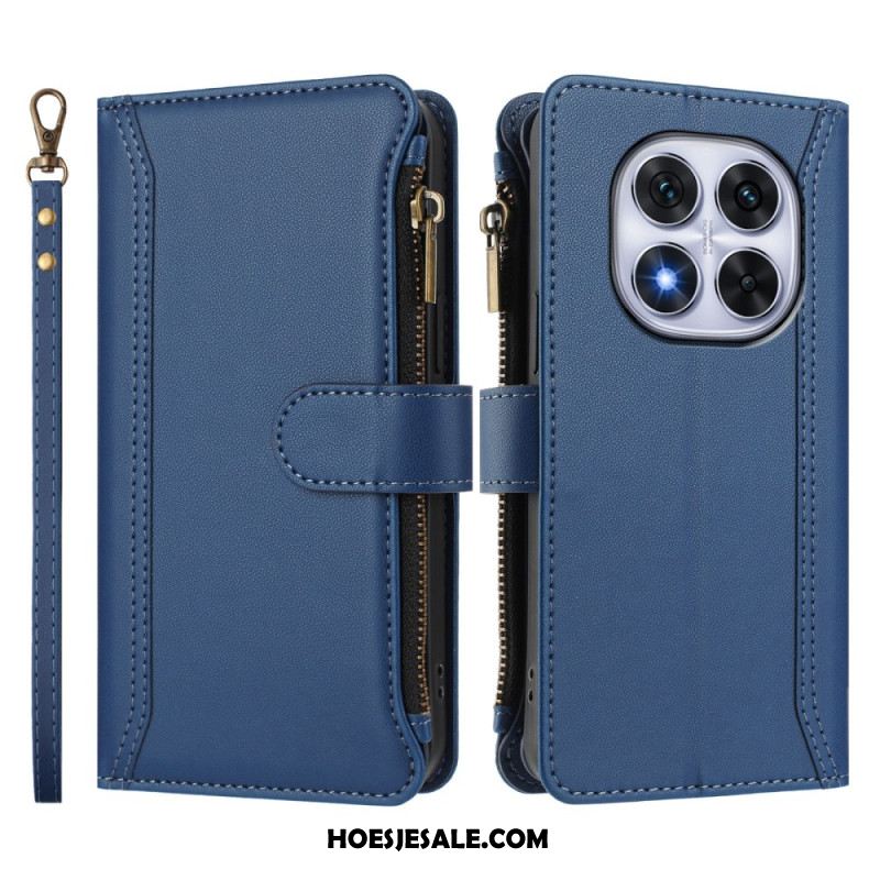 Leren Hoesje Xiaomi Redmi Note 14 Pro 4g Portemonnee Met 9 Kaartsleuven En Koord Bescherming Hoesje