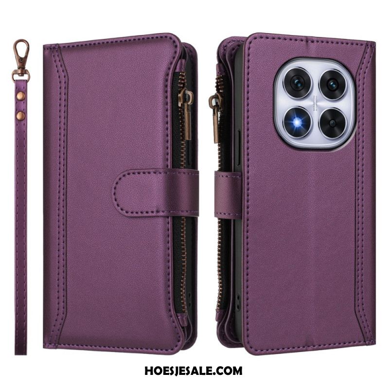 Leren Hoesje Xiaomi Redmi Note 14 Pro 4g Portemonnee Met 9 Kaartsleuven En Koord Bescherming Hoesje