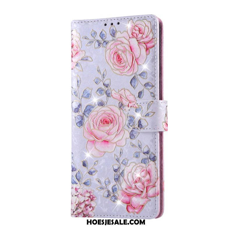 Leren Hoesje Xiaomi Redmi Note 14 Pro 4g Rfid-blokkerend Bloemenpatroon Bescherming Hoesje