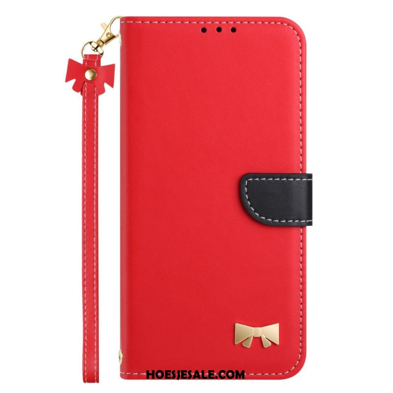 Leren Hoesje Xiaomi Redmi Note 14 Pro 4g Strikje Met Bandje