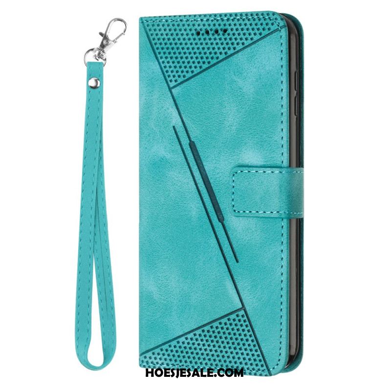 Leren Hoesje Xiaomi Redmi Note 14 Pro 5g Gestreept Suède-effect Bescherming Hoesje