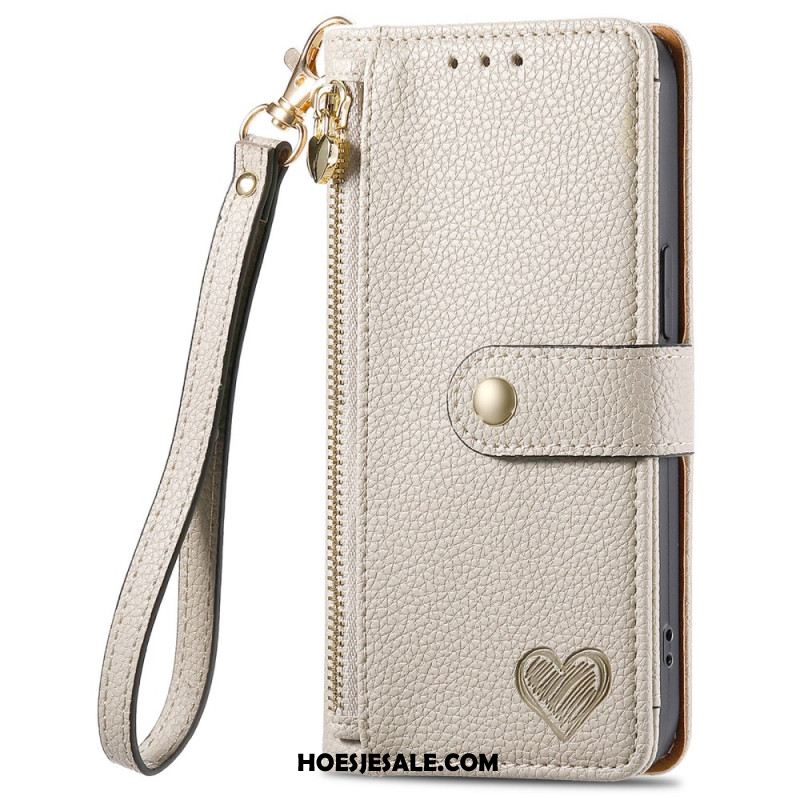 Leren Hoesje Xiaomi Redmi Note 14 Pro 5g Hartpatroon Met Rfid-blokkering