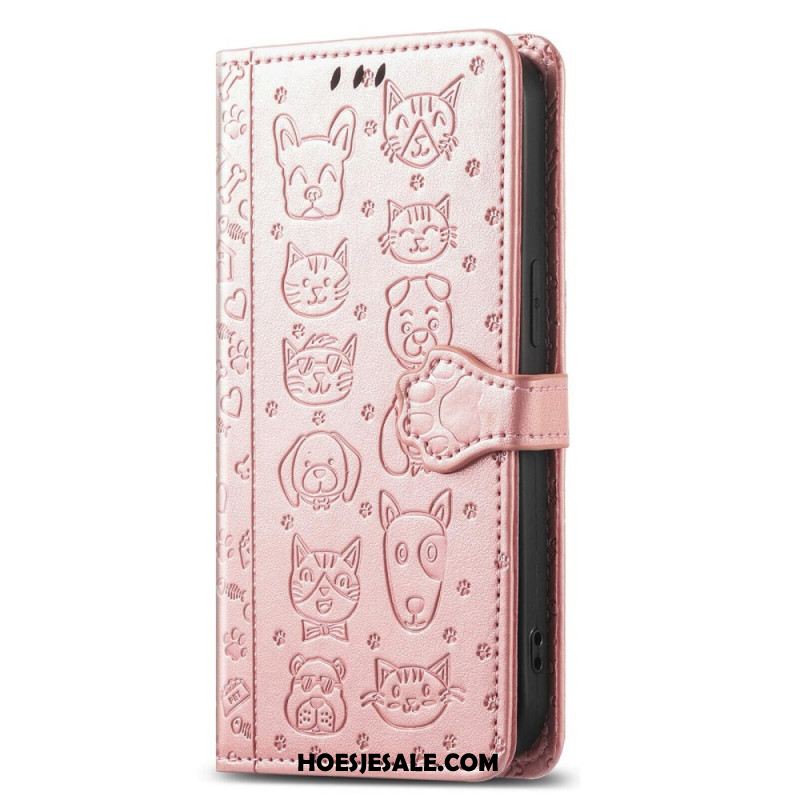 Leren Hoesje Xiaomi Redmi Note 14 Pro Plus 5g Geanimeerde Dieren Bescherming Hoesje