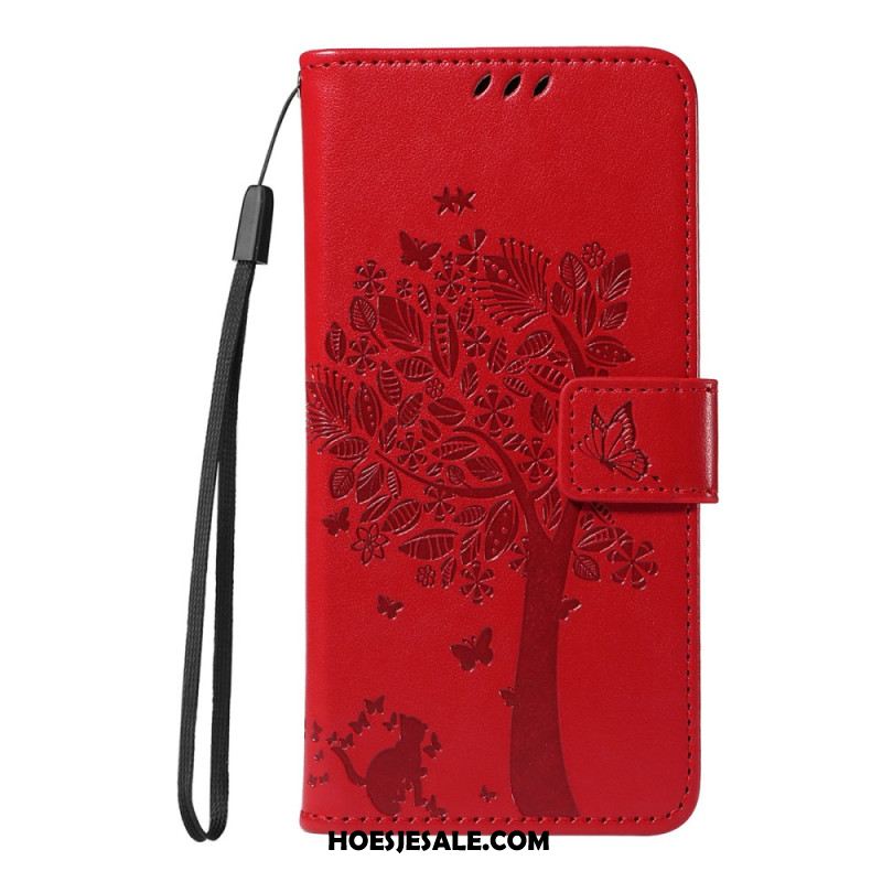 Leren Hoesje Xiaomi Redmi Note 15 5g Kat En Boompatroon Bescherming Hoesje