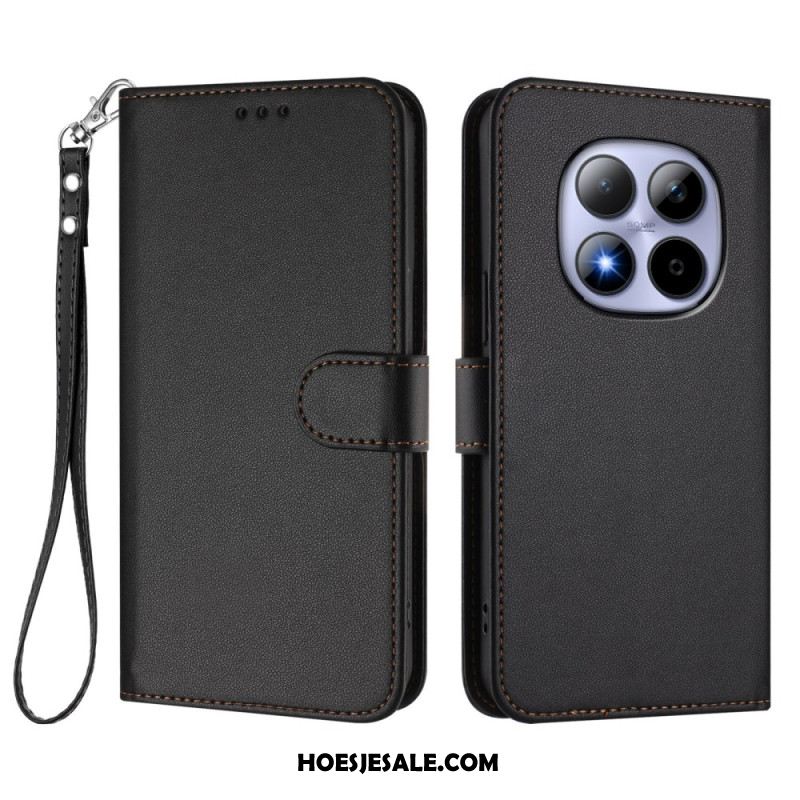 Leren Hoesje Xiaomi Redmi Note 15 Pro 5g Klassiek Met Riempje Bescherming Hoesje