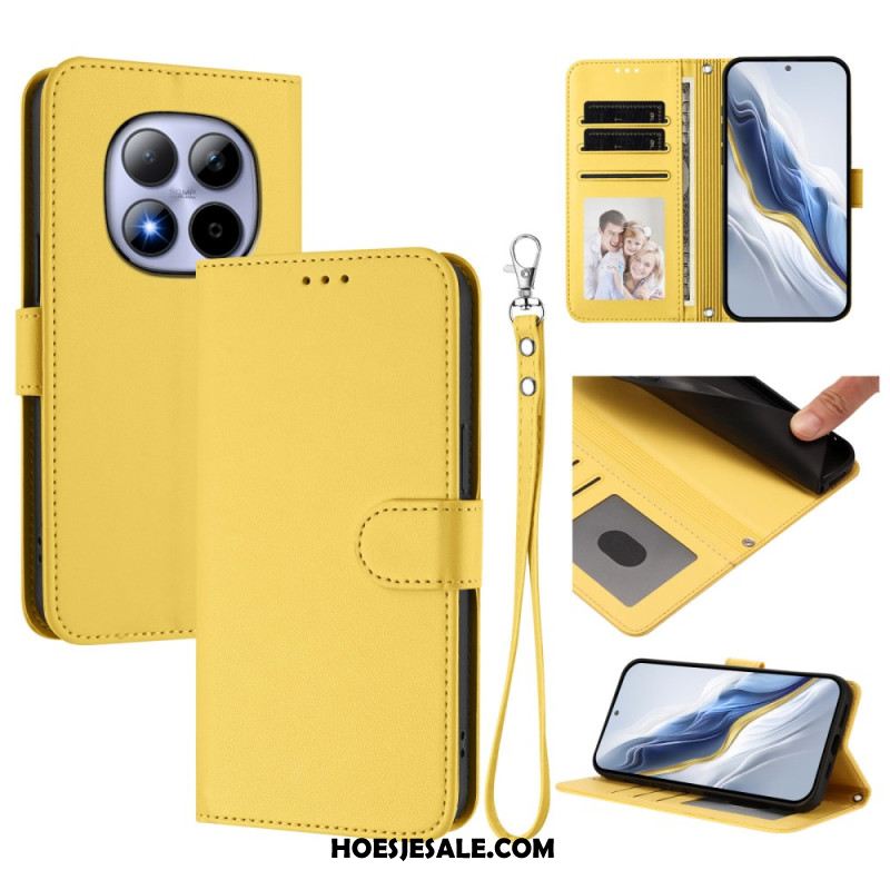 Leren Hoesje Xiaomi Redmi Note 15 Pro 5g Klassiek Met Riempje Bescherming Hoesje