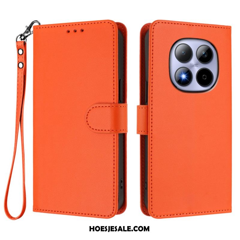 Leren Hoesje Xiaomi Redmi Note 15 Pro 5g Klassiek Met Riempje Bescherming Hoesje