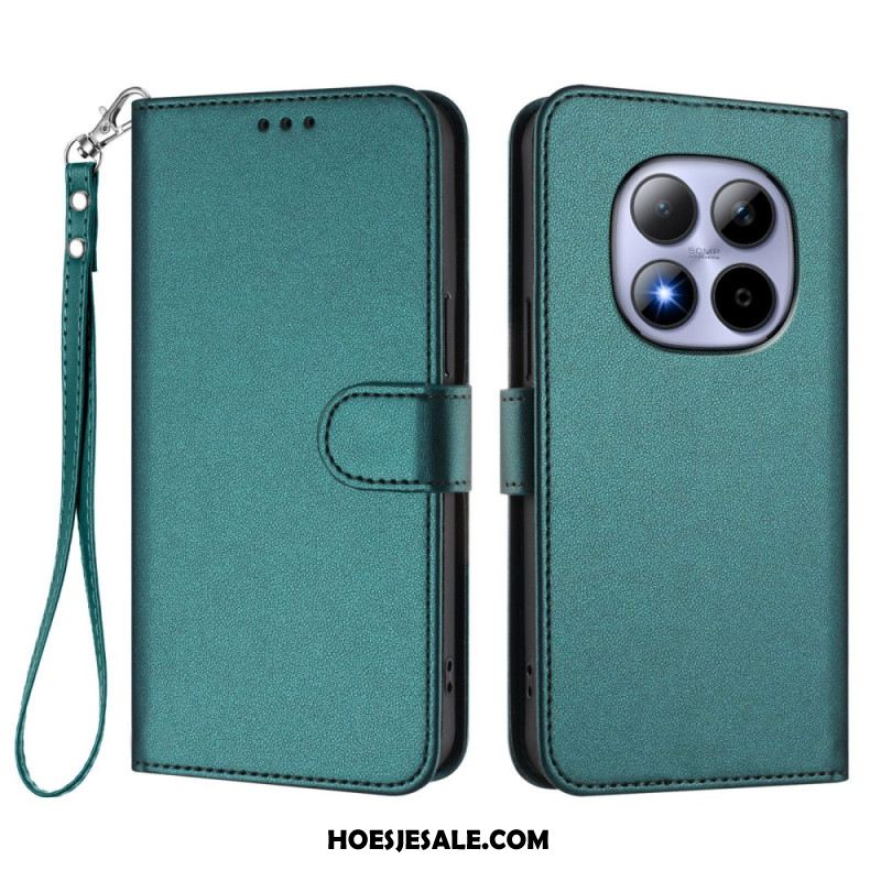 Leren Hoesje Xiaomi Redmi Note 15 Pro 5g Klassiek Met Riempje Bescherming Hoesje