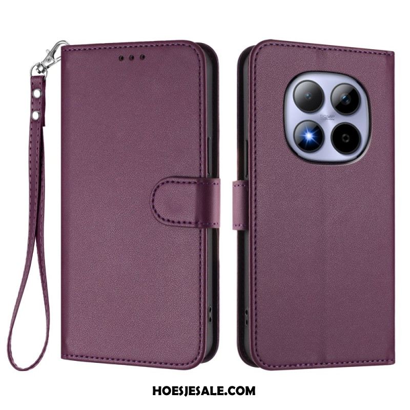 Leren Hoesje Xiaomi Redmi Note 15 Pro 5g Klassiek Met Riempje Bescherming Hoesje