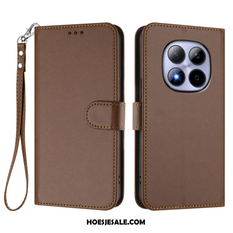 Leren Hoesje Xiaomi Redmi Note 15 Pro 5g Klassiek Met Riempje Bescherming Hoesje