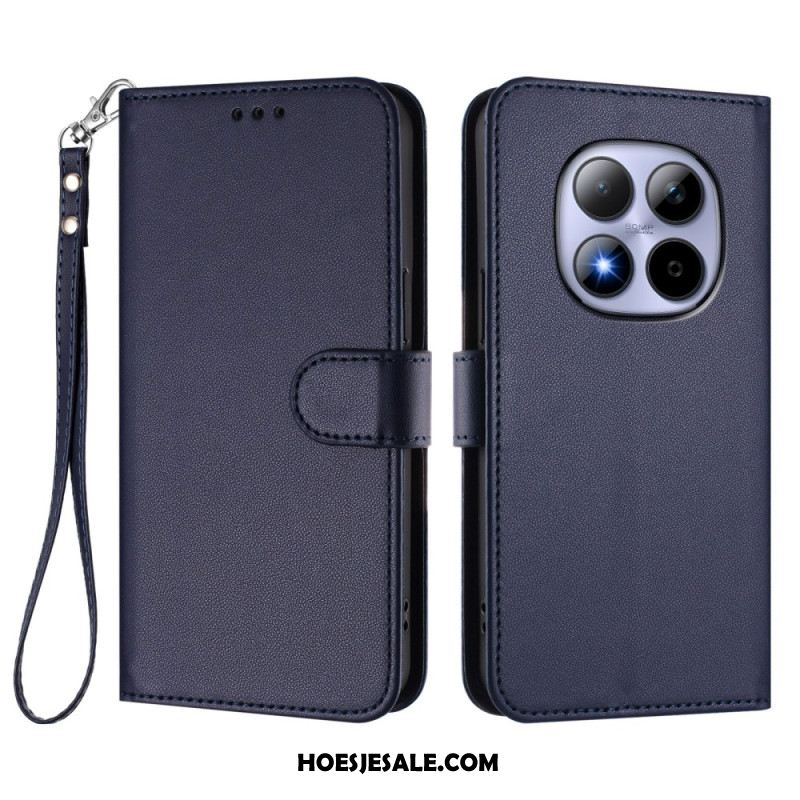 Leren Hoesje Xiaomi Redmi Note 15 Pro 5g Klassiek Met Riempje Bescherming Hoesje