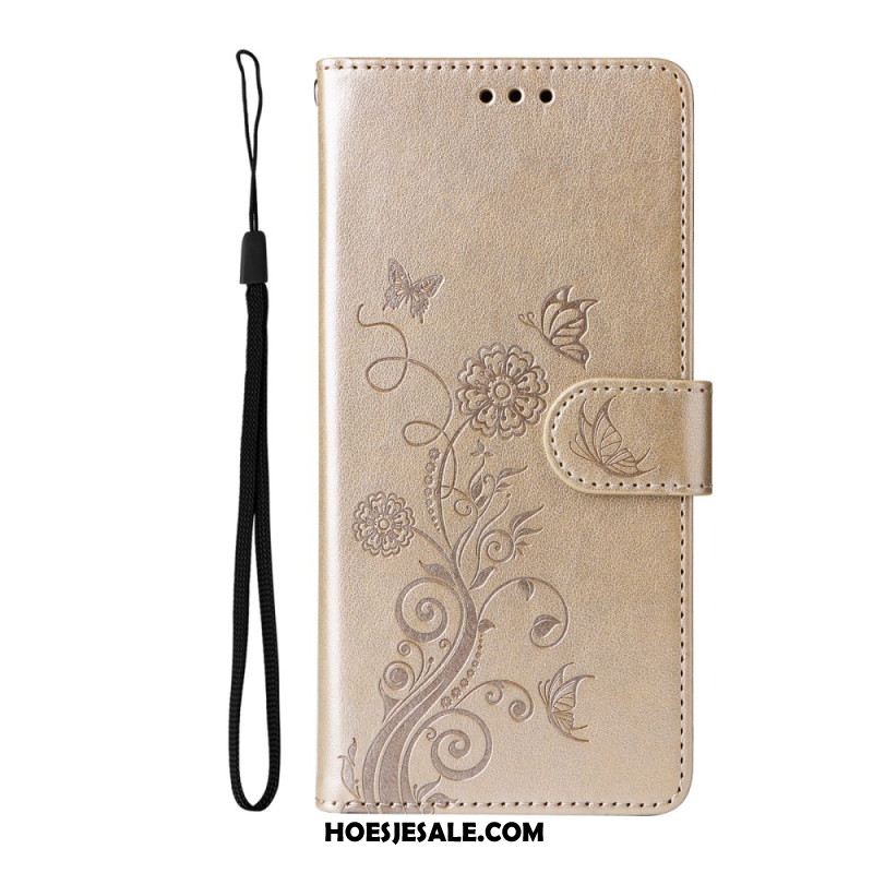 Leren Hoesje Xiaomi Redmi Note 15 Pro 5g Vlinders En Bloemen Bescherming Hoesje