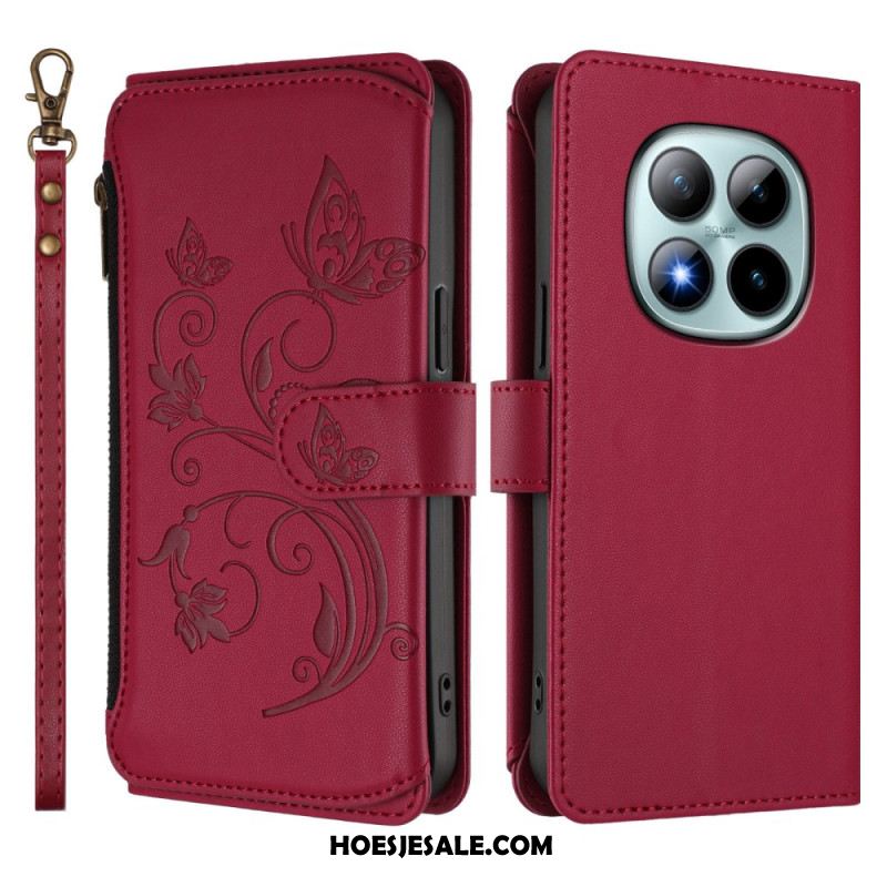 Leren Hoesje Xiaomi Redmi Note 15 Pro Plus 5g Portemonnee Met Bloemenprint Bescherming Hoesje