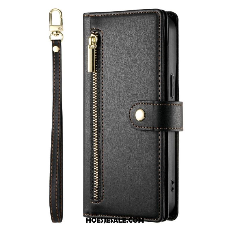 Leren Hoesje Xiaomi Redmi Note 15 Pro Plus 5g Zakje Met Rits En Bandjes Bescherming Hoesje