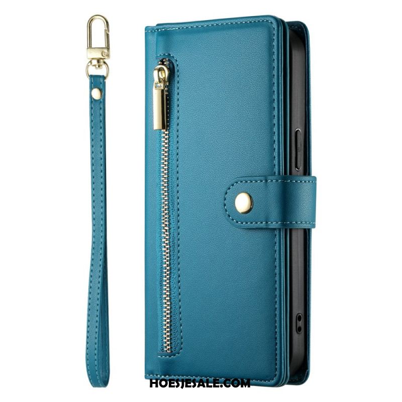 Leren Hoesje Xiaomi Redmi Note 15 Pro Plus 5g Zakje Met Rits En Bandjes Bescherming Hoesje