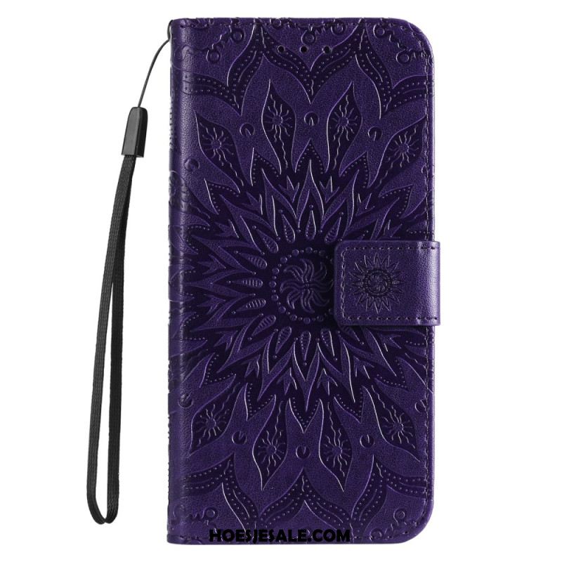 Leren Hoesje iPhone 16 Pro Mandala Met Koord