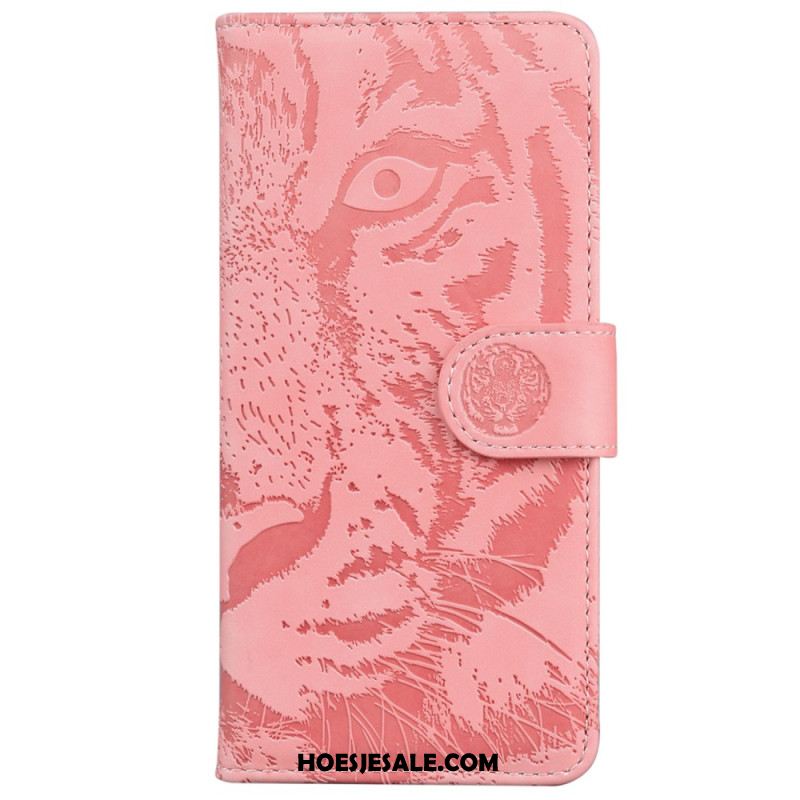 Leren Hoesje iPhone 16 Pro Max Tijgervoetafdruk