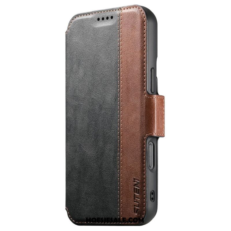 Leren Hoesje iPhone 17 Magsafe Tweekleurig Gestructureerd Leer Bescherming Hoesje
