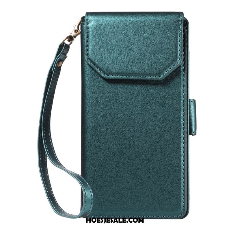 Leren Hoesje iPhone 17 Meerdere Kaartsleuven En Polsbandje Bescherming Hoesje