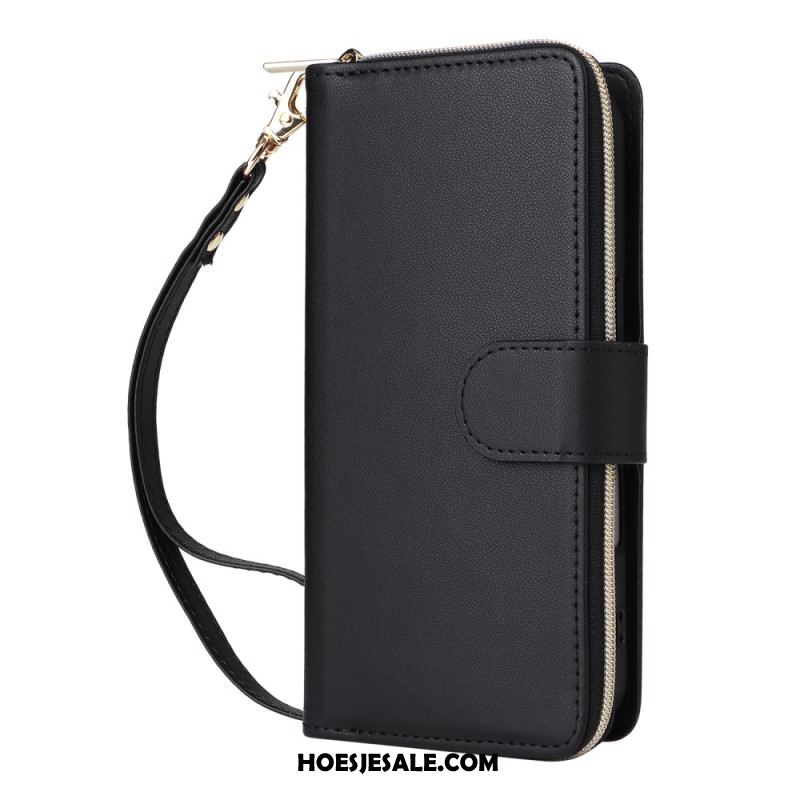 Leren Hoesje iPhone 17 Portemonnee Met 9 Kaartsleuven En Koord Bescherming Hoesje